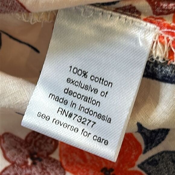 Elizabeth and James, blue and orange floral top with tucks size large - Picture 7 of 8